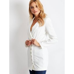 Long jacket decorated with gold ecru buttons