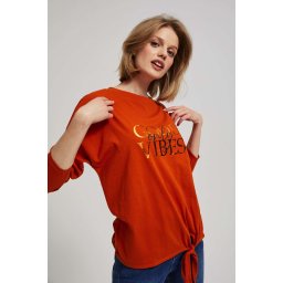 Marisse Blouse With An Inscription And Ties