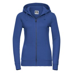 Blue women's hoodie with Authentic Russell zipper