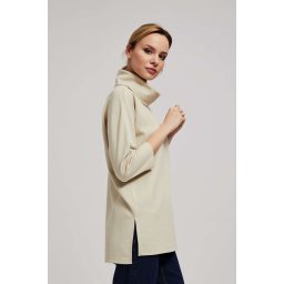 Marisse Sand Wide Turtleneck Sweatshirt
