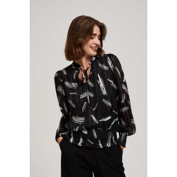 Marisse Black Tie-Neck Shirt