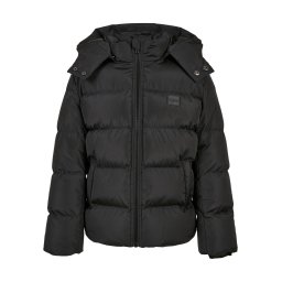 Puffer Boys' Jacket with Hood Black