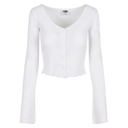 Women's sweater with a cropped rib in white