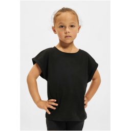 Girls' organic T-shirt with extended shoulder black