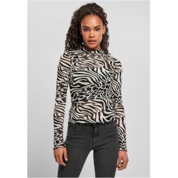 Women's turtleneck AOP Mesh - white/black