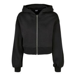 Women's short oversized jacket with zip black