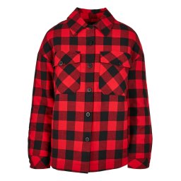 Women's flannel padded overshirt black/red