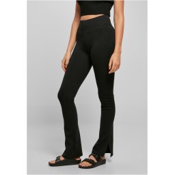 Women's leggings with high waist and side slit black