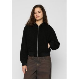 Women's Oversized Jacket Sherpa Bomber Jacket Black