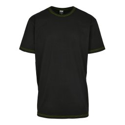 Heavy Oversized Contrast Stitch Tee Black/Electric Lime