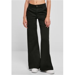 Women's high-waisted Chino trousers with wide legs in black