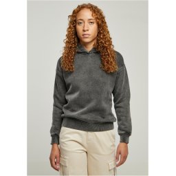 Women's Black Hooded Stone Washed