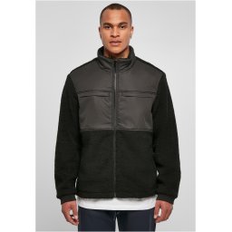 Patched Sherpa jacket black