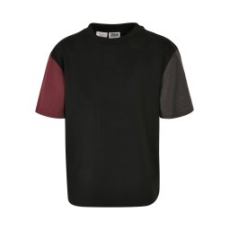 Boys' Organic Oversized T-Shirt Colorblock Black