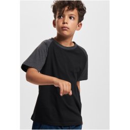 Boys Raglan Contrast Tee Black/Charcoal