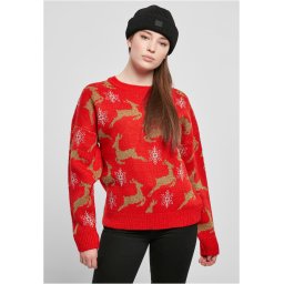 Women's Oversized Christmas Sweater Red/Gold