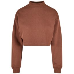 Ladies Cropped Oversized Sweat High Neck Crew bark