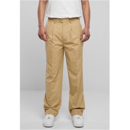 Straight pleated trousers in beige