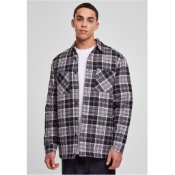 Padded plaid shirt jacket black/white