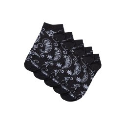 Bandana Pattern No Show Socks 5-Pack black