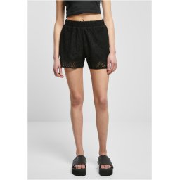Women's Crochet Lace Resort Shorts in Black