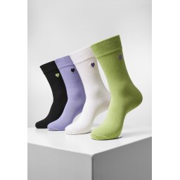Heart Socks 4-Pack Black+Lilac+Lime+White
