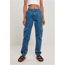 Women's Organic Stretch Denim Cargo Pants Sheer Blue Washed