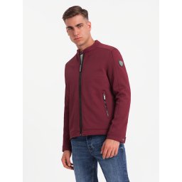 Ombre Men's BIKER jacket in structured fabric - maroon