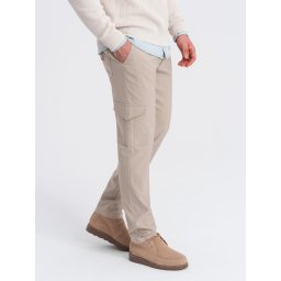 Ombre Men's REGULAR fabric pants with cargo pockets - beige