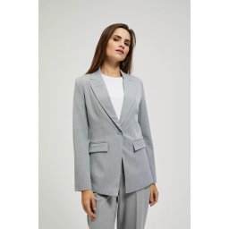 Marisse Single-Breasted Jacket With Delicate Gray Stripes