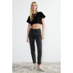 Trendyol Black High Waist Slim Mom Jeans