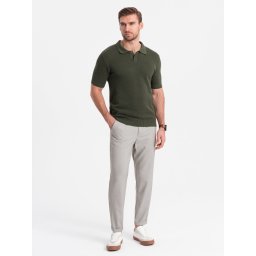 Ombre Men's REGULAR FIT chino pants with elastic waistband - gray-beige