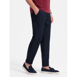 Ombre Men's chino pants with elastic waistband SLIM FIT - navy blue