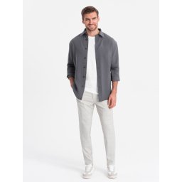 Ombre Men's pants with a classic cut in a delicate check - beige