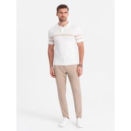 Ombre Men's classic cut pants in fine check - sand