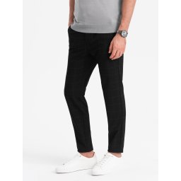 Ombre Men's pants with a classic cut in a delicate check - black