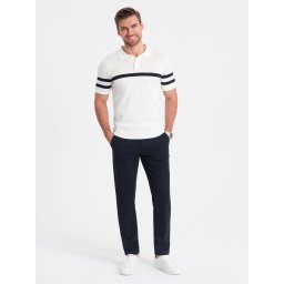 Ombre Men's smart chino SLIM FIT pants - navy blue