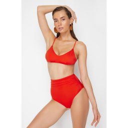 Trendyol Red High Waist Hipster Core Bikini Bottom