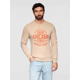 Ombre Men's unbuttoned sweatshirt with collegiate print - sand