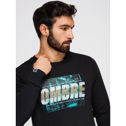 Ombre Men's printed sweatshirt worn over the head - black