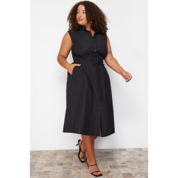 Trendyol Curve Black Woven Shirt Dress