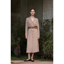 Marisse Beige Midi Dress With A Wide Belt