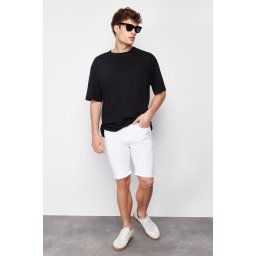 Trendyol White Regular Fit Flexible Fabric Denim Jeans Shorts