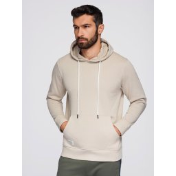 Ombre Men's kangaroo hooded sweatshirt - light beige
