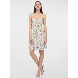 Creamy women's floral dress with linen blend ORSAY