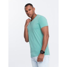 Ombre Men's BASIC classic cotton T-shirt with a v-neck - turquoise