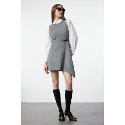 Trendyol Light Gray A-Line Skirt Asymmetric Mini Woven Dress