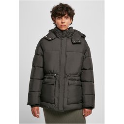 Women's Puffer Jacket at the Waist - Black
