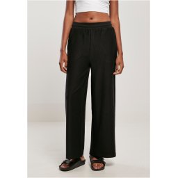 Women's terry flat rib trousers black