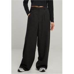 Women's trousers with ultra-wide pleated front black